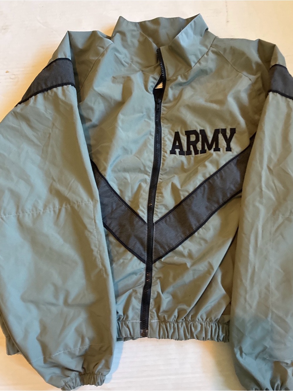 U.S. Army Olive Green Chevron Zip Jacket with Black Accents